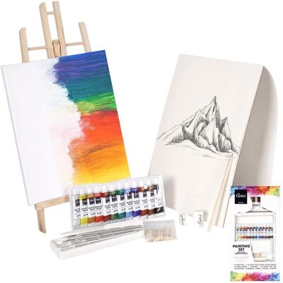 Artist Zestaw malarski artystyczny do malowania obrazów sztaluga farby akrylowe paleta podobrazie 23 el. Artist Zestaw malarski artystyczny do malowania obrazów sztaluga farby akrylowe paleta podobrazie 23 el.
