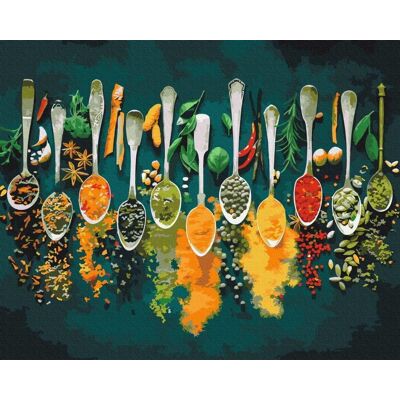 Artnapi 40x50cm Zestaw Do Malowania Po Numerach - Kolory Przypraw - Na Drewnianej Ramie Artnapi 40x50cm Zestaw Do Malowania Po Numerach - Kolory Przypraw - Na Drewnianej Ramie