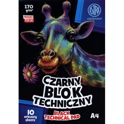 Astra, Czarny blok techniczny A4 10 arkuszy 10 sztuk Astra, Czarny blok techniczny A4 10 arkuszy 10 sztuk