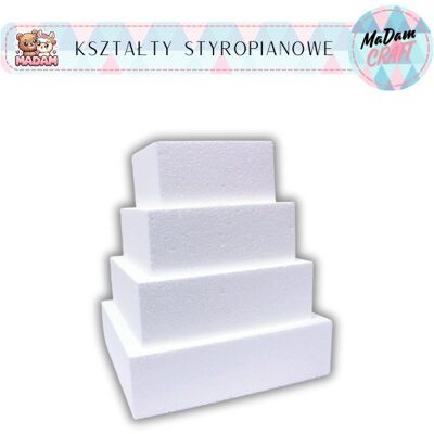 Atrapa tortu baza styropianowa kwadrat 40-30-20-10 x 10 cm, MaDam Creative Atrapa tortu baza styropianowa kwadrat 40-30-20-10 x 10 cm, MaDam Creative
