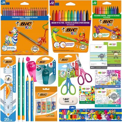 Bic Wyprawka Szkolna Dla Klas 1-3 Kredki Pisaki Ołówki Bloki Klej 78 Elementów Bic Wyprawka Szkolna Dla Klas 1-3 Kredki Pisaki Ołówki Bloki Klej 78 Elementów
