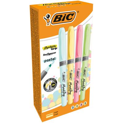 BIC, zakreślacz pastel bic highlighter grip mix 12 sztuk BIC, zakreślacz pastel bic highlighter grip mix 12 sztuk