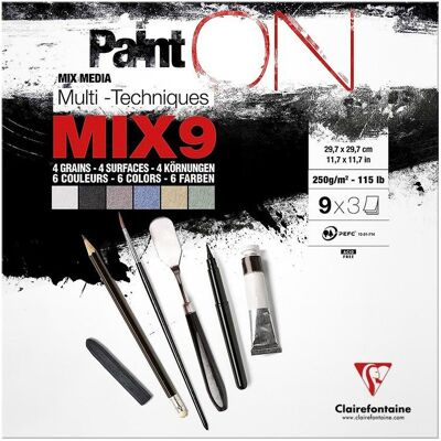 Clairefontaine PaintON Mix 9 Wielofunkcyjny Papier Artystyczny - 29,7x29,7cm 250g - Opakowanie 2 Clairefontaine PaintON Mix 9 Wielofunkcyjny Papier Artystyczny - 29,7x29,7cm 250g - Opakowanie 2