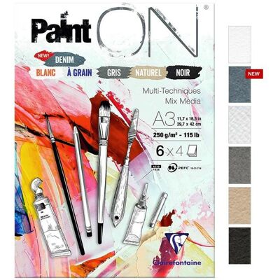 Blok klejony A3 Paint ON DENIM 6kol 24ark. 250g., Clairefontaine Blok klejony A3 Paint ON DENIM 6kol 24ark. 250g., Clairefontaine