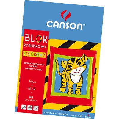 Blok Rysunkowy Kolorowy A4 Canson 10 arkuszy Blok Rysunkowy Kolorowy A4 Canson 10 arkuszy