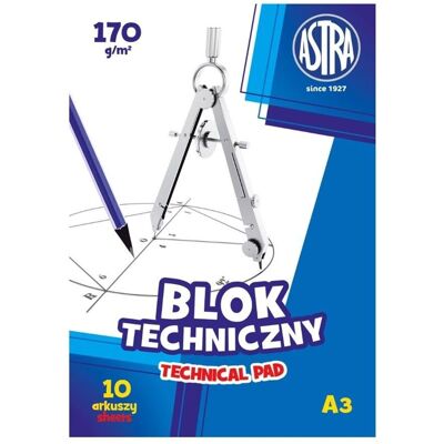 Blok techniczny A3/10K 170g (10szt) ASTRA Blok techniczny A3/10K 170g (10szt) ASTRA