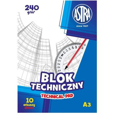 Astra Blok techniczny, A3, biały, 10 sztuk Astra Blok techniczny, A3, biały, 10 sztuk
