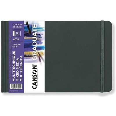 CANSON Graduate Book, Notatnik do rysowania, Drobno ziarnisty, 200gsm, Sketchbook twarda okładka 21,6x14cm, Biały, 72 ark CANSON Graduate Book, Notatnik do rysowania, Drobno ziarnisty, 200gsm, Sketchbook twarda okładka 21,6x14cm, Biały, 72 ark