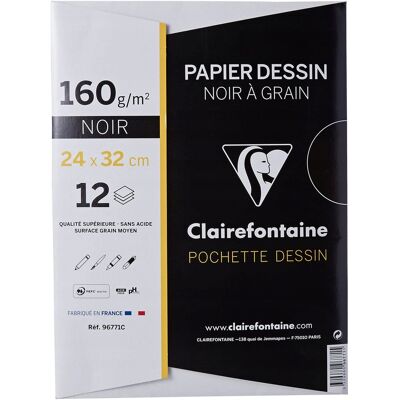 Clairefontaine 96771C Papier do rysowania 160 g 24 x 32 cm 12 arkuszy Clairefontaine 96771C Papier do rysowania 160 g 24 x 32 cm 12 arkuszy