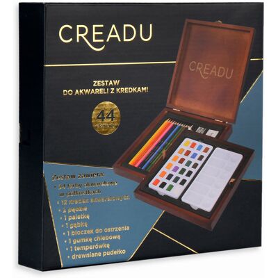 Empik Creadu, Zestaw do akwareli z kredkami, 44 elementy Empik Creadu, Zestaw do akwareli z kredkami, 44 elementy