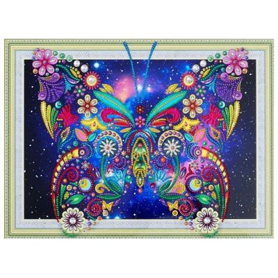Collection D`Art Diamentowa mozaika 40x30cm, Kwiecisty motyl Collection D`Art Diamentowa mozaika 40x30cm, Kwiecisty motyl