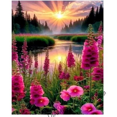 DIAMENTOWA PASJA Haft Diamentowy Kwiaty Zachód Diamond Painting Mozaika diamentowa DIAMENTOWA PASJA Haft Diamentowy Kwiaty Zachód Diamond Painting Mozaika diamentowa