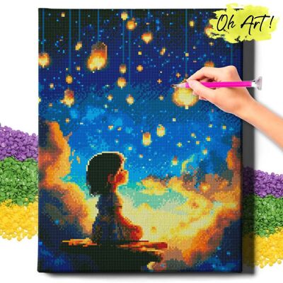 Oh Art! DIAMOND PAINTING 5D z RAMĄ Dla dzieci Haft Diamentowy Duży Dziewczynka i gwiazdy Mozaika 40x50 cm Oh Art! DIAMOND PAINTING 5D z RAMĄ Dla dzieci Haft Diamentowy Duży Dziewczynka i gwiazdy Mozaika 40x50 cm