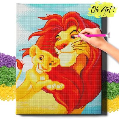 Oh Art! DIAMOND PAINTING 5D z RAMĄ Dla dzieci Haft Diamentowy Duży Mufasa z Simbą Mozaika 40x50 cm Oh Art! DIAMOND PAINTING 5D z RAMĄ Dla dzieci Haft Diamentowy Duży Mufasa z Simbą Mozaika 40x50 cm