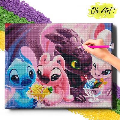 Oh Art! DIAMOND PAINTING 5D z RAMĄ Dla dzieci Haft Diamentowy Duży Stitch i Szczerbatek w kawiarni Mozaika 40x50 cm Oh Art! DIAMOND PAINTING 5D z RAMĄ Dla dzieci Haft Diamentowy Duży Stitch i Szczerbatek w kawiarni Mozaika 40x50 cm