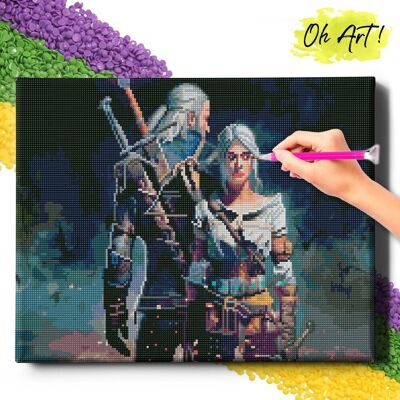 Oh Art! DIAMOND PAINTING 5D z RAMĄ Filmy Haft Diamentowy Duży Wiedźmin Heralt i Ciri 40x50 cm Oh Art! DIAMOND PAINTING 5D z RAMĄ Filmy Haft Diamentowy Duży Wiedźmin Heralt i Ciri 40x50 cm