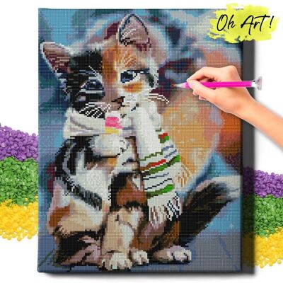 VARMACON DIAMOND PAINTING 5D z RAMĄ Kot Haft Diamentowy Duży Kotek w szaliku Mozaika 40x50 cm VARMACON DIAMOND PAINTING 5D z RAMĄ Kot Haft Diamentowy Duży Kotek w szaliku Mozaika 40x50 cm