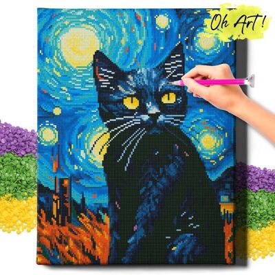 Oh Art! DIAMOND PAINTING 5D z RAMĄ Kot Haft Diamentowy Duży Nocny kot Mozaika 40x50 cm Oh Art! DIAMOND PAINTING 5D z RAMĄ Kot Haft Diamentowy Duży Nocny kot Mozaika 40x50 cm