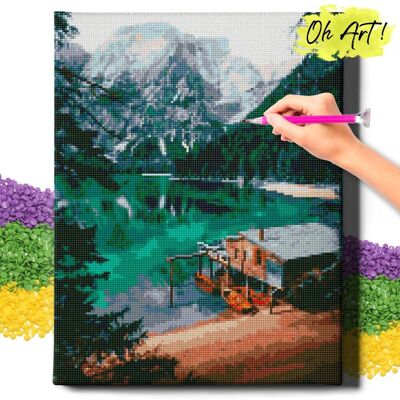 Oh Art! DIAMOND PAINTING 5D z RAMĄ Krajobraz Haft Diamentowy Duży Jezioro Szmaragdowe Mozaika 40x50 cm Oh Art! DIAMOND PAINTING 5D z RAMĄ Krajobraz Haft Diamentowy Duży Jezioro Szmaragdowe Mozaika 40x50 cm