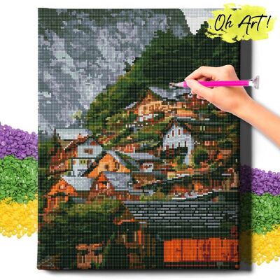 Oh Art! DIAMOND PAINTING 5D z RAMĄ Krajobraz Haft Diamentowy Duży Miejscowość w górach Mozaika 40x50 cm Oh Art! DIAMOND PAINTING 5D z RAMĄ Krajobraz Haft Diamentowy Duży Miejscowość w górach Mozaika 40x50 cm