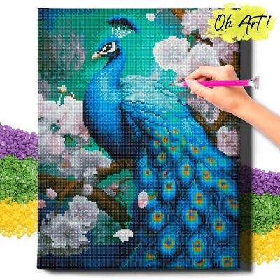 Oh Art! Diamond Painting 5D Z Ramą Paw Haft Diamentowy Duży Niebieski Paw Mozaika 40X50 Cm Oh Art! Diamond Painting 5D Z Ramą Paw Haft Diamentowy Duży Niebieski Paw Mozaika 40X50 Cm