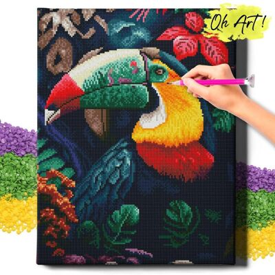 Oh Art! DIAMOND PAINTING 5D z RAMĄ Ptak Haft Diamentowy Duży Ptak Tukan Mozaika 40x50 cm Oh Art! DIAMOND PAINTING 5D z RAMĄ Ptak Haft Diamentowy Duży Ptak Tukan Mozaika 40x50 cm