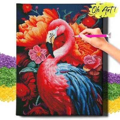 Oh Art! DIAMOND PAINTING 5D z RAMĄ Ptak Haft Diamentowy Duży Różowy flaming Mozaika 40x50 cm Oh Art! DIAMOND PAINTING 5D z RAMĄ Ptak Haft Diamentowy Duży Różowy flaming Mozaika 40x50 cm