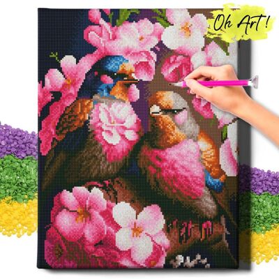 Oh Art! Diamond Painting 5D Z Ramą Ptaki Haft Diamentowy Duży Różowe Ptaki Mozaika 40X50 Cm Oh Art! Diamond Painting 5D Z Ramą Ptaki Haft Diamentowy Duży Różowe Ptaki Mozaika 40X50 Cm