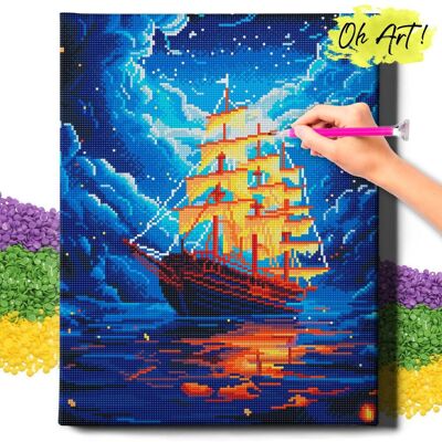 Oh Art! DIAMOND PAINTING 5D z RAMĄ Statek Haft Diamentowy Duży Magiczny statek Mozaika 40x50 cm Oh Art! DIAMOND PAINTING 5D z RAMĄ Statek Haft Diamentowy Duży Magiczny statek Mozaika 40x50 cm