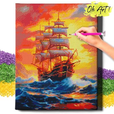 Oh Art! DIAMOND PAINTING 5D z RAMĄ Statek Haft Diamentowy Duży Statek na morzu Mozaika 40x50 cm Oh Art! DIAMOND PAINTING 5D z RAMĄ Statek Haft Diamentowy Duży Statek na morzu Mozaika 40x50 cm