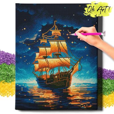 Oh Art! DIAMOND PAINTING 5D z RAMĄ Statek Haft Diamentowy Duży Statek pod gwiazdami Mozaika 40x50 cm Oh Art! DIAMOND PAINTING 5D z RAMĄ Statek Haft Diamentowy Duży Statek pod gwiazdami Mozaika 40x50 cm
