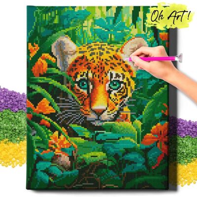 DIAMOND PAINTING 5D z RAMĄ Tygrys w liściach Haft Diamentowy 30x40 Mozaika Zwierzęta Dla dzieci Oh Art! DIAMOND PAINTING 5D z RAMĄ Tygrys w liściach Haft Diamentowy 30x40 Mozaika Zwierzęta Dla dzieci Oh Art!