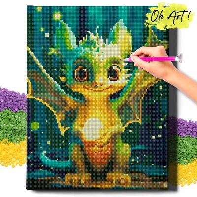 Diamond Painting 5D Z Ramą Zielony smok Haft Diamentowy 30X40 Mozaika Zwierzęta Dla Dzieci Oh Art! Diamond Painting 5D Z Ramą Zielony smok Haft Diamentowy 30X40 Mozaika Zwierzęta Dla Dzieci Oh Art!