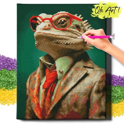 Oh Art! DIAMOND PAINTING 5D z RAMĄ Zwierzęta Haft Diamentowy Duży Kameleon Prawnik Mozaika 40x50 cm Oh Art! DIAMOND PAINTING 5D z RAMĄ Zwierzęta Haft Diamentowy Duży Kameleon Prawnik Mozaika 40x50 cm