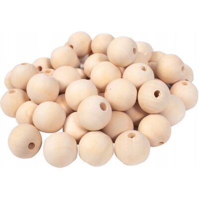 Playbox DIY Koraliki kulki drewniane makrama 50 szt 30 mm Playbox DIY Koraliki kulki drewniane makrama 50 szt 30 mm