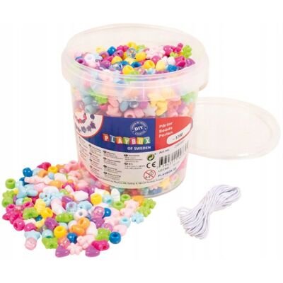 Playbox Plastikowe koraliki z dużymi otworami - 1200 szt Playbox Plastikowe koraliki z dużymi otworami - 1200 szt