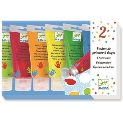 Djeco Farby do rąk - 6 tubek - Wielokolorowe - Zestaw artystyczny Djeco Farby do rąk - 6 tubek - Wielokolorowe - Zestaw artystyczny