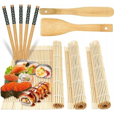 Inny producent Do Zestaw Sushi 10 Elementów Maty Pałeczki Łyżki Noże Akcesoria Inny producent Do Zestaw Sushi 10 Elementów Maty Pałeczki Łyżki Noże Akcesoria