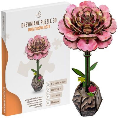 Craftec Drewniana róża 3D puzzle kwiat w doniczce zestaw model dekoracja ozdoba Craftec Drewniana róża 3D puzzle kwiat w doniczce zestaw model dekoracja ozdoba