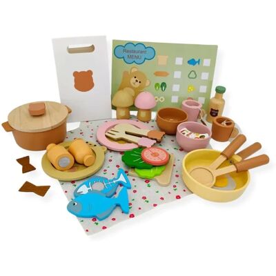 Drewniany zestaw kuchenny dla dzieci 40+ el. – Kabi 3+ Drewniany zestaw kuchenny dla dzieci 40+ el. – Kabi 3+