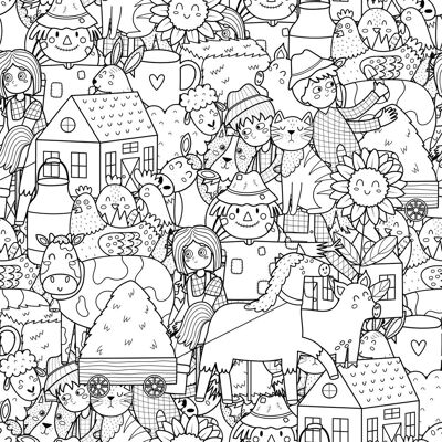 Naklejkomania DUŻA Kolorowanka podłogowa Kreatywny obraz do malowania Dziecięca Farma XXL Naklejkomania DUŻA Kolorowanka podłogowa Kreatywny obraz do malowania Dziecięca Farma XXL