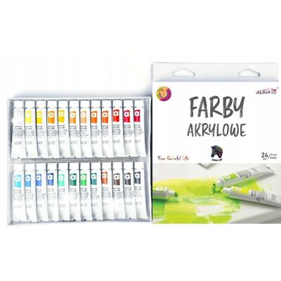 Inny producent Duży zestaw farb akrylowych – 24 kolory po 12 ml idealne do malowania Inny producent Duży zestaw farb akrylowych – 24 kolory po 12 ml idealne do malowania