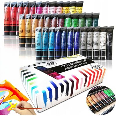 Creative DUŻY ZESTAW FARB AKRYLOWYCH FARBY AKRYLOWE 36x20ml W TUBKACH PREZENT Creative DUŻY ZESTAW FARB AKRYLOWYCH FARBY AKRYLOWE 36x20ml W TUBKACH PREZENT