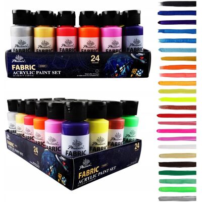 Phoenix Farby Do Tkanin Jasnych I Ciemnych Duży Zestaw Farba Do Ubrań 24 Farby Po 59 Ml Phoenix Farby Do Tkanin Jasnych I Ciemnych Duży Zestaw Farba Do Ubrań 24 Farby Po 59 Ml