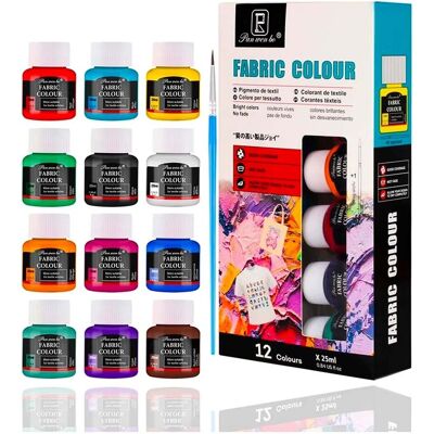 GearPro Duży Zestaw Farby Barwnik 12x25ml do Malowania Tkanin Jeans Bawełna Len Ubrań GearPro Duży Zestaw Farby Barwnik 12x25ml do Malowania Tkanin Jeans Bawełna Len Ubrań
