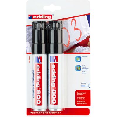Edding, markery permanentne 800, czarne, 2 szt. Edding, markery permanentne 800, czarne, 2 szt.
