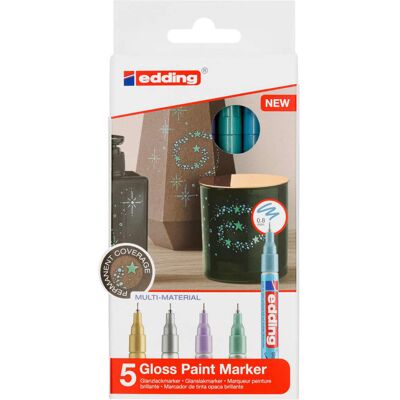 Edding, połyskujące markery olejowe 780, kolorowe, 5 szt. Edding, połyskujące markery olejowe 780, kolorowe, 5 szt.