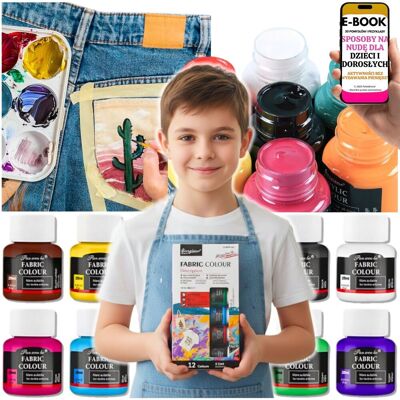 Pltb Ekskluzywny Zestaw Farb Do Malowania Na Tkaninach Ubraniach Odzieży 12X25Ml Prezent Dla Wnuczki Wnuczka Na Święta + Ebook-3 Pltb Ekskluzywny Zestaw Farb Do Malowania Na Tkaninach Ubraniach Odzieży 12X25Ml Prezent Dla Wnuczki Wnuczka Na Święta + Ebook-3
