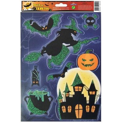 GLOBAL GIFT Elektrostatyczna dekoracja okienna Halloween - Czarownica - Brokat GLOBAL GIFT Elektrostatyczna dekoracja okienna Halloween - Czarownica - Brokat