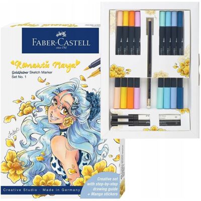 FABER-CASTELL Flamastry markery dwustronne Goldfaber Manga 8 k + akcesoria FABER-CASTELL Flamastry markery dwustronne Goldfaber Manga 8 k + akcesoria